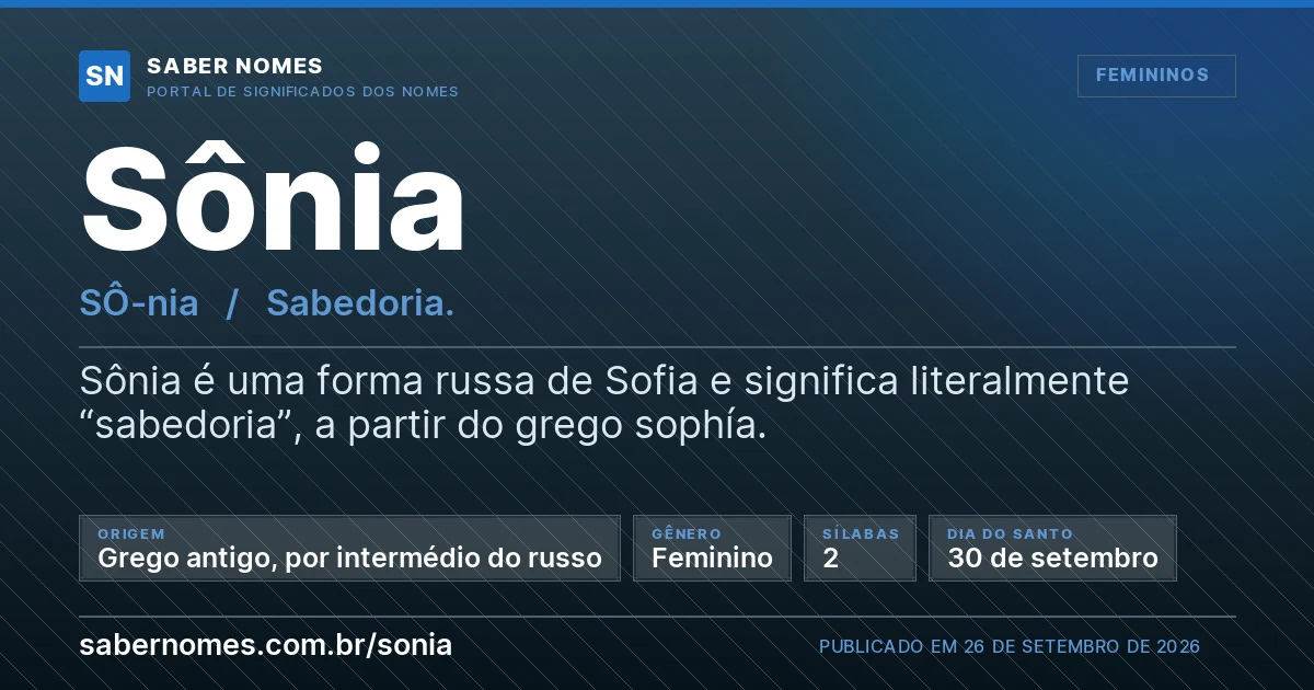 Imagem com o significado do nome Sônia
