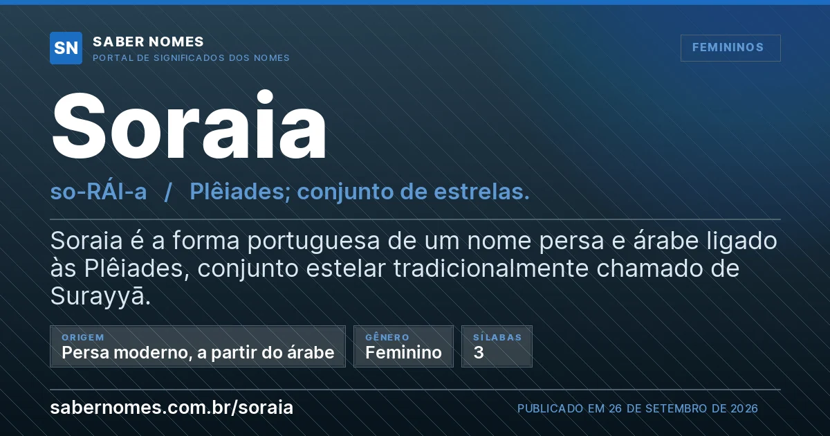 Imagem com o significado do nome Soraia