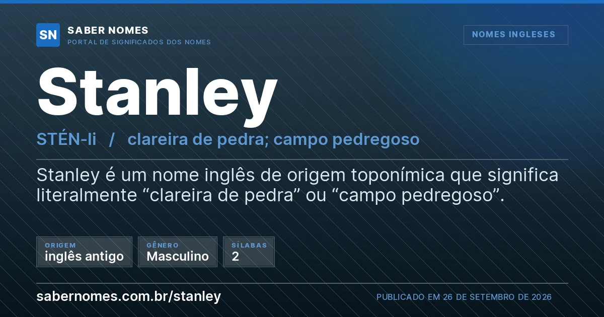 Imagem com o significado do nome Stanley