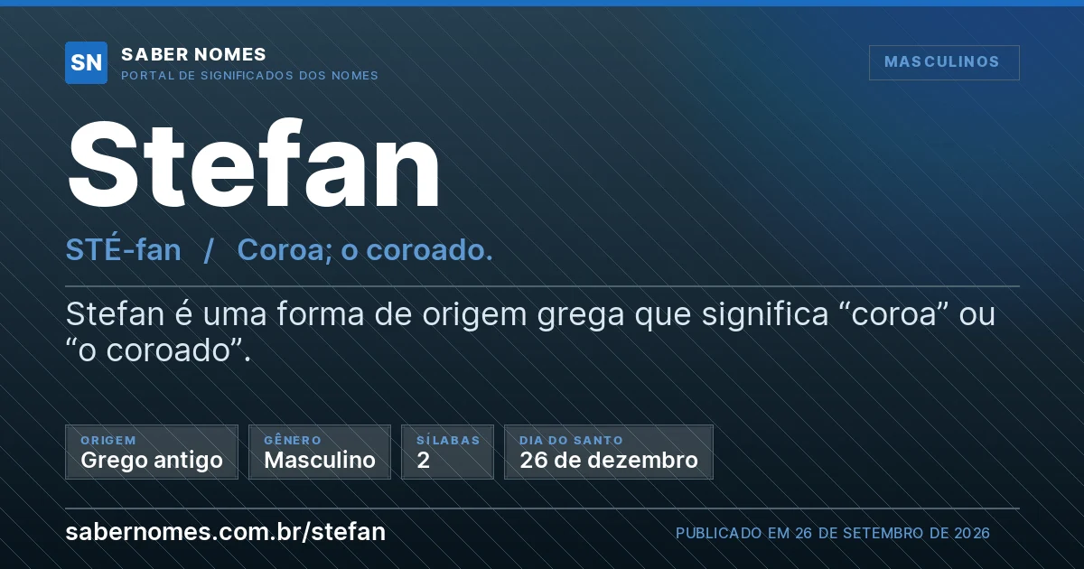 Imagem com o significado do nome Stefan