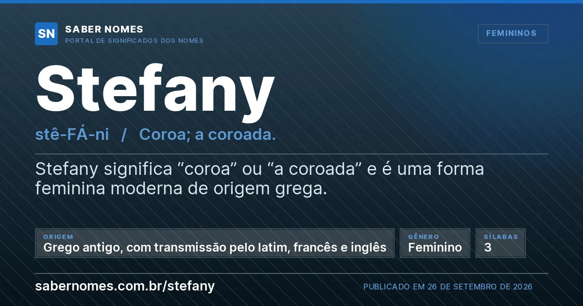 Imagem com o significado do nome Stefany