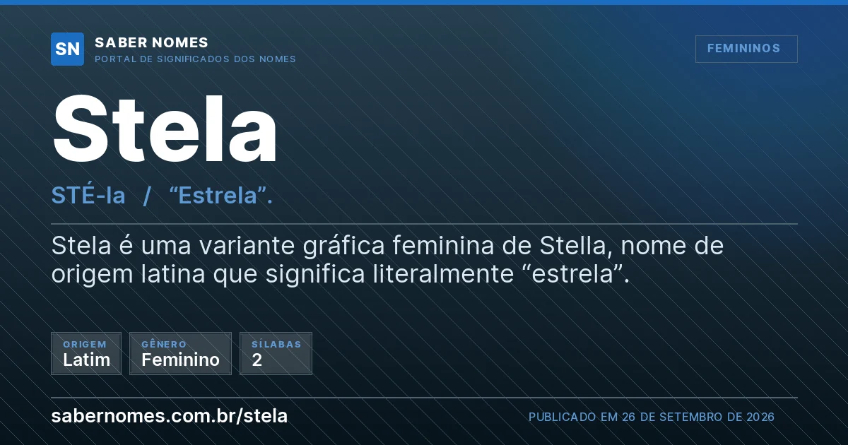Imagem com o significado do nome Stela