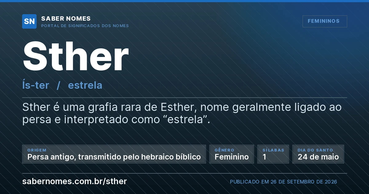 Imagem com o significado do nome Sther