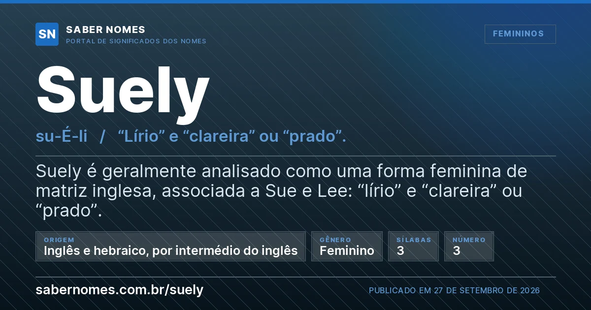 Imagem com o significado do nome Suely
