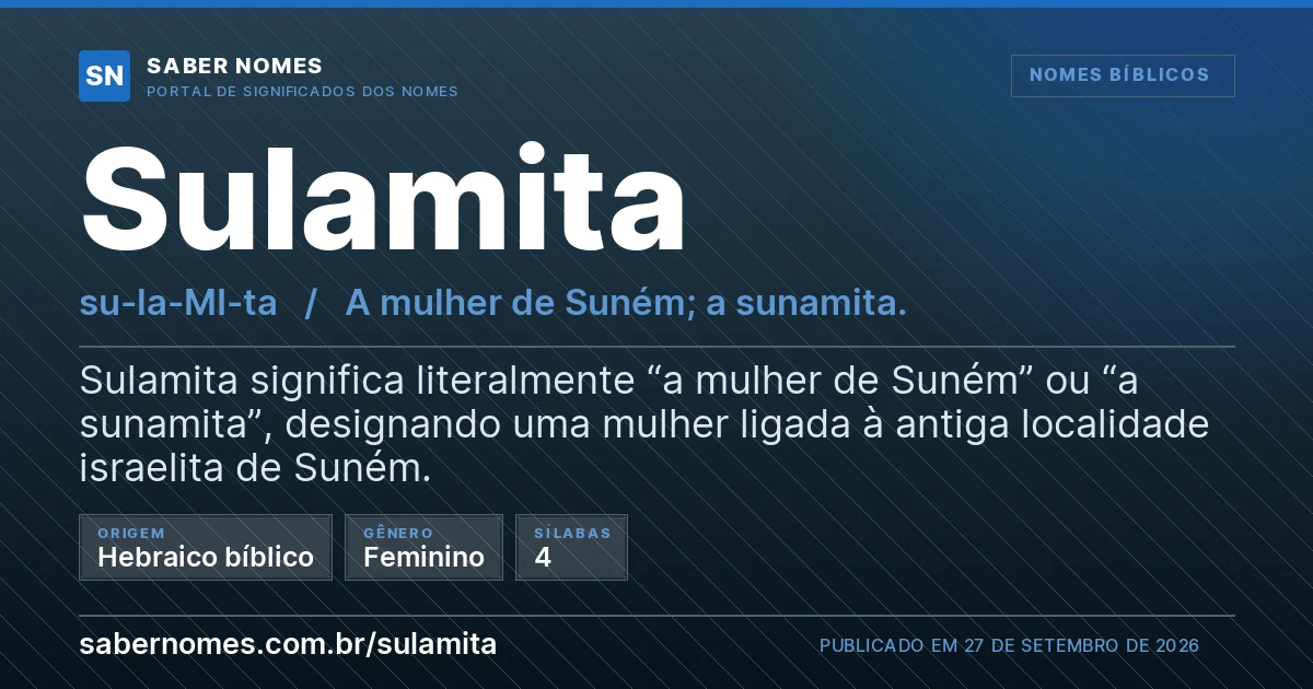 Imagem com o significado do nome Sulamita