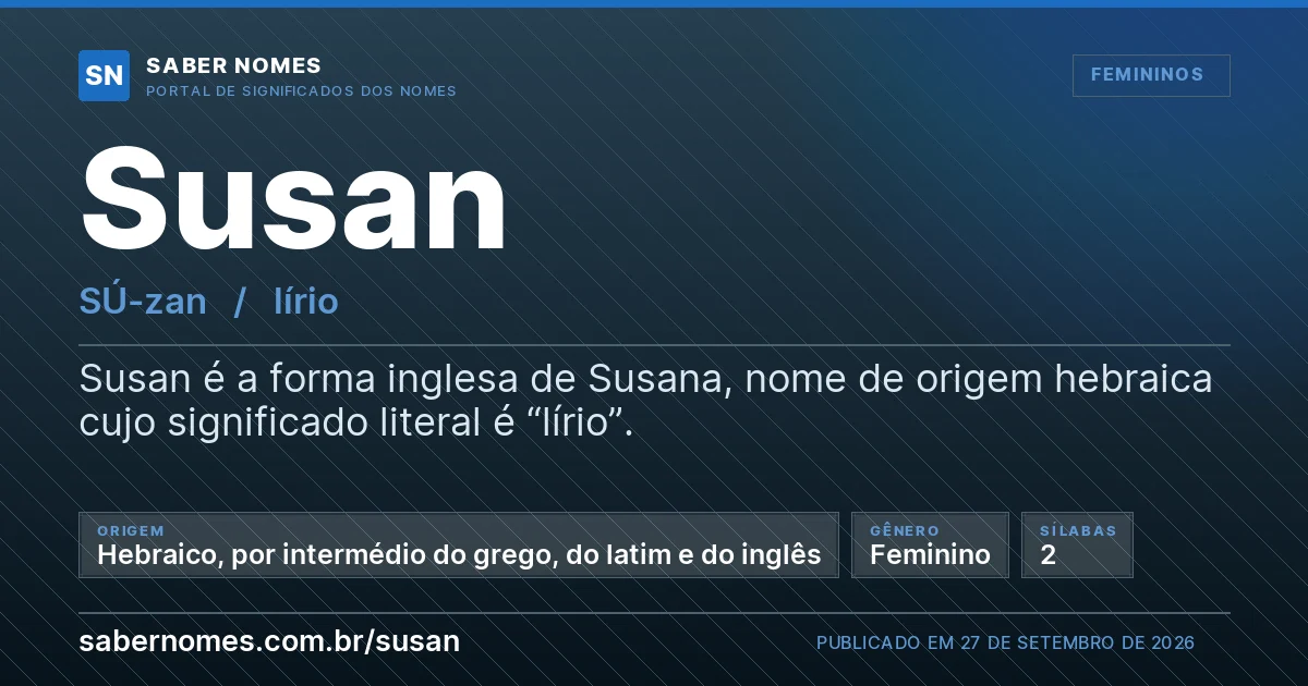 Imagem com o significado do nome Susan