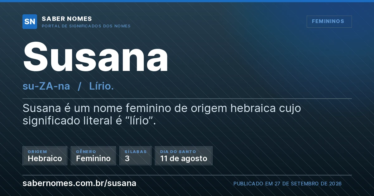 Imagem com o significado do nome Susana