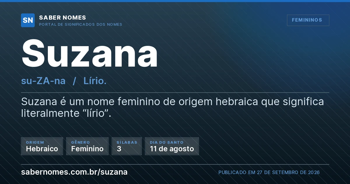 Imagem com o significado do nome Suzana