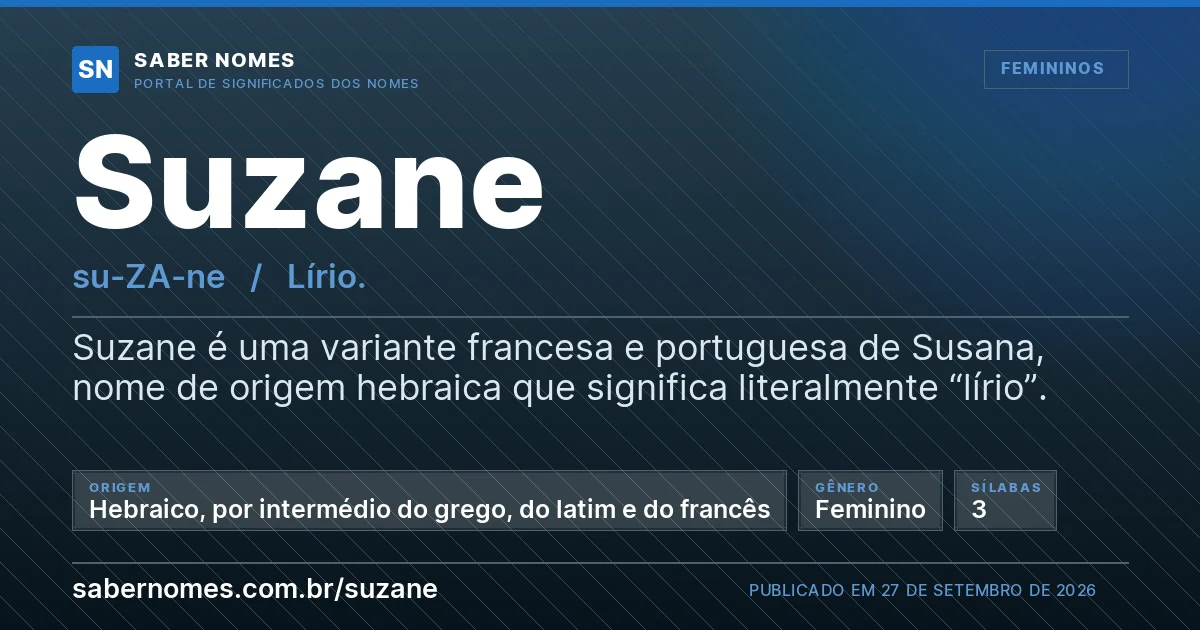 Imagem com o significado do nome Suzane