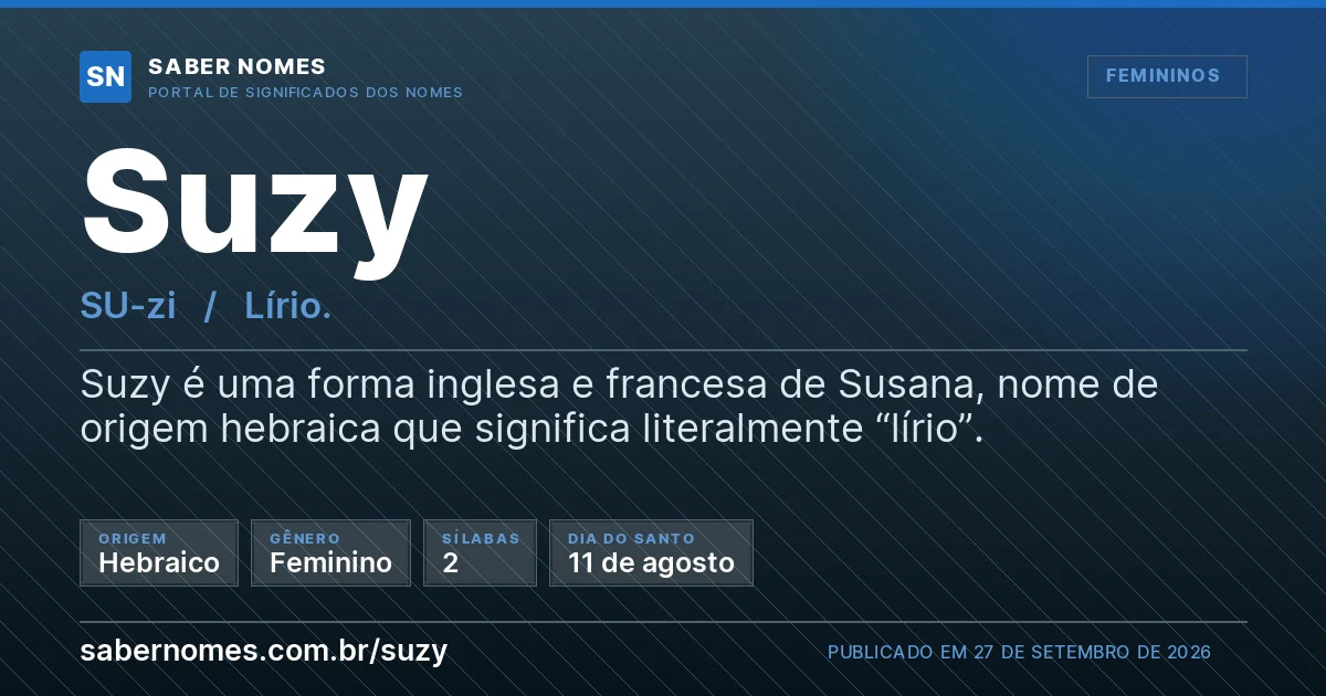 Imagem com o significado do nome Suzy