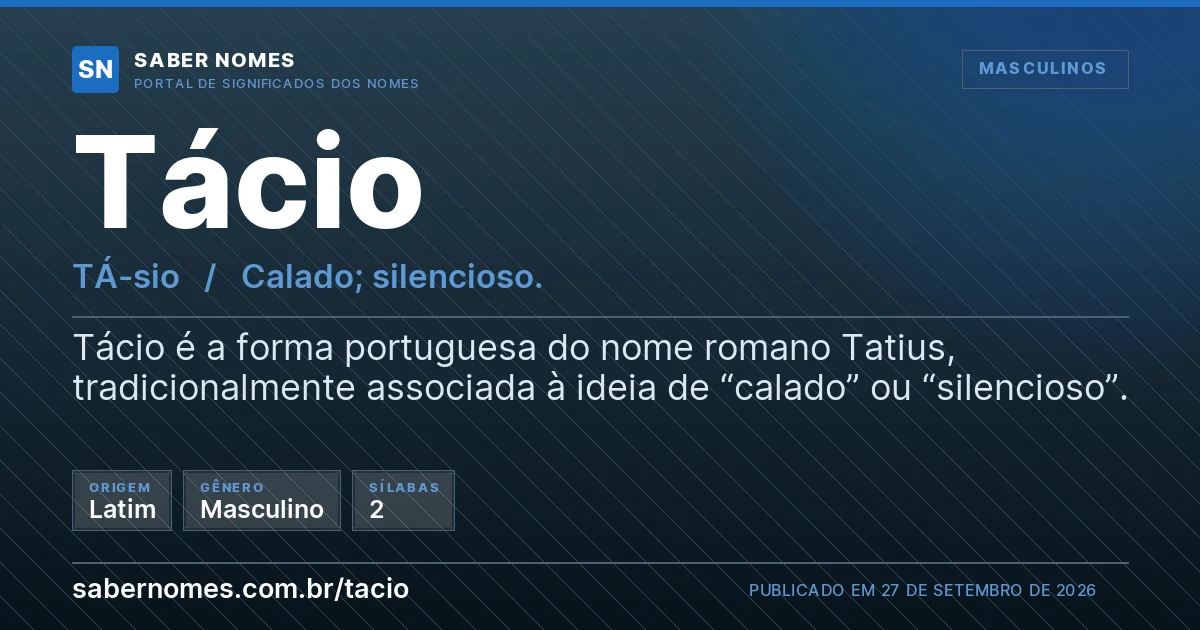 Imagem com o significado do nome Tácio