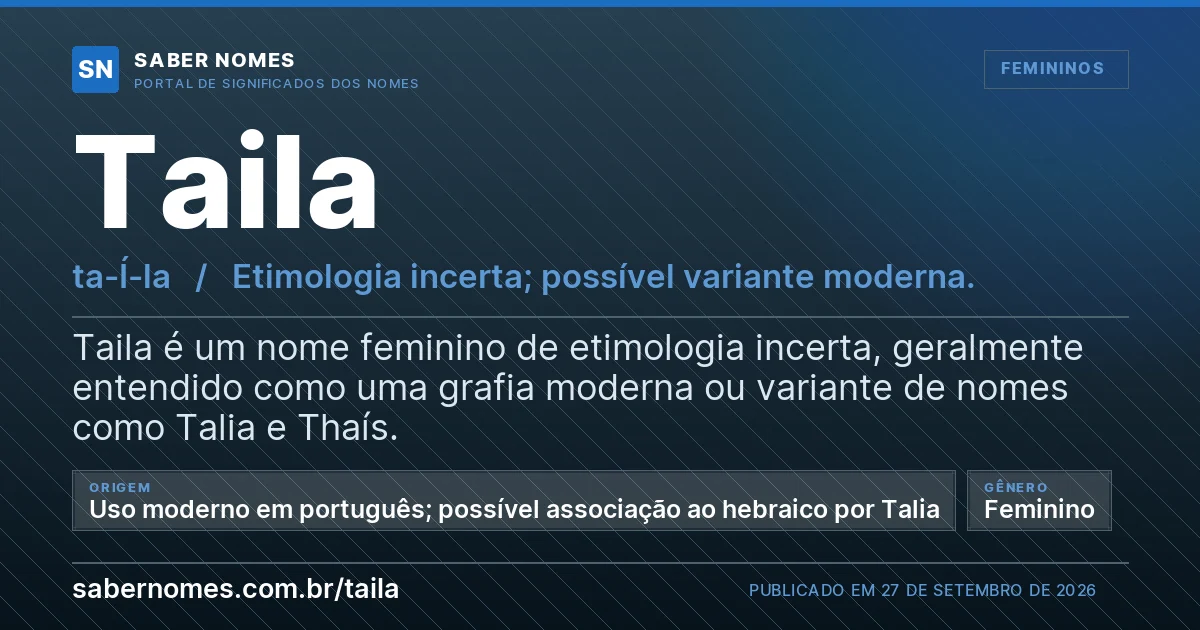 Imagem com o significado do nome Taila