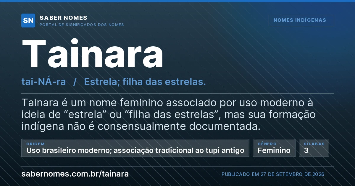 Imagem com o significado do nome Tainara