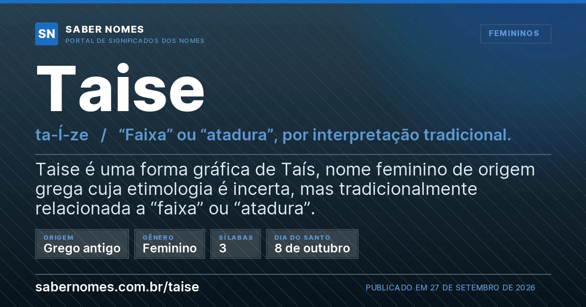 Imagem com o significado do nome Taise