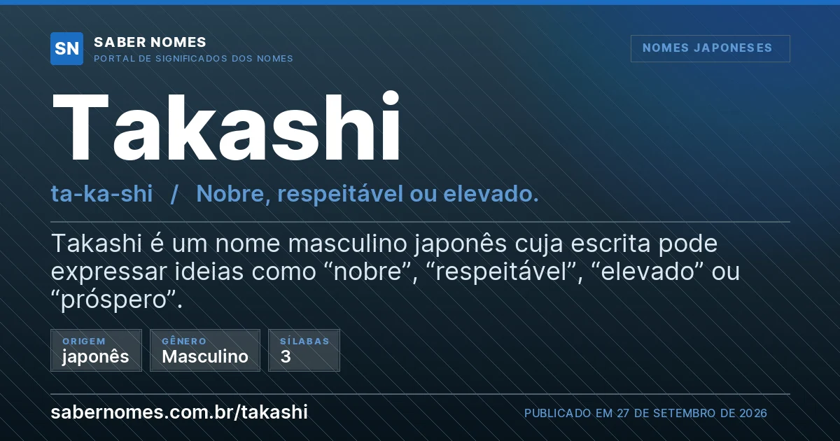 Imagem com o significado do nome Takashi