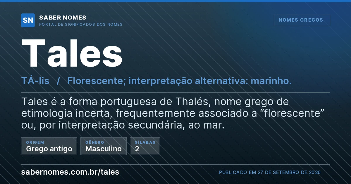 Imagem com o significado do nome Tales