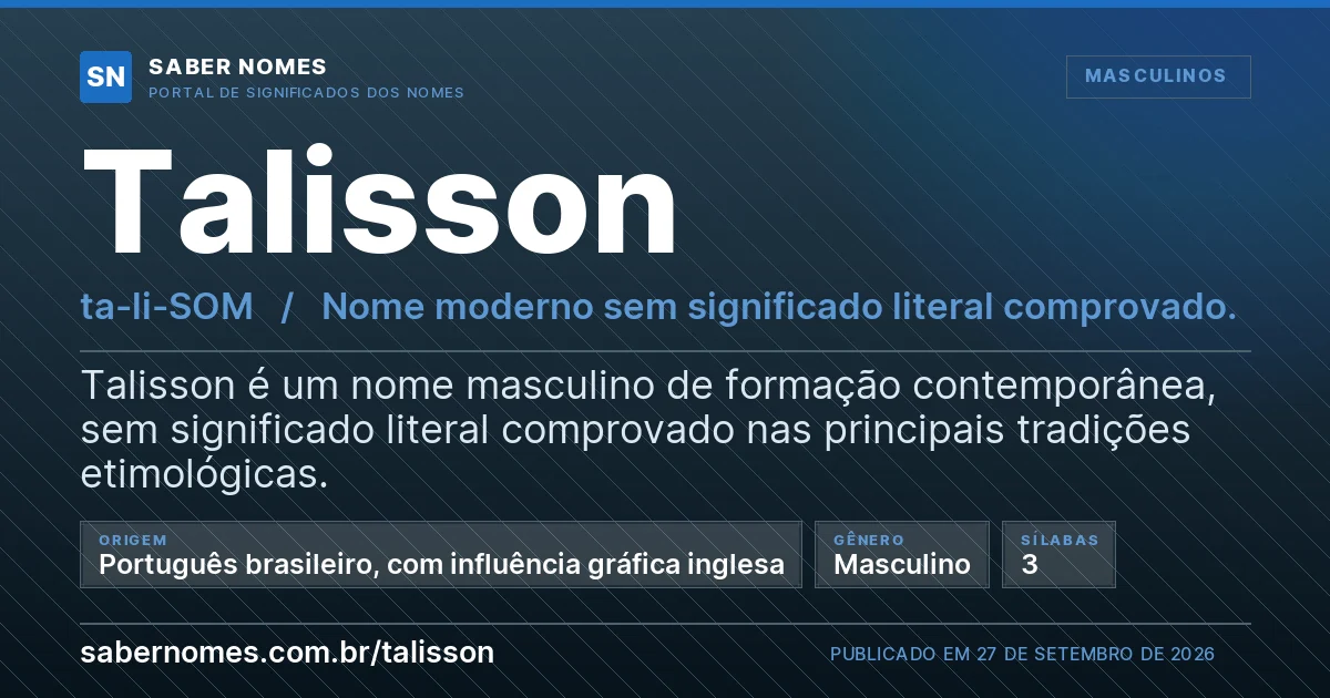 Imagem com o significado do nome Talisson