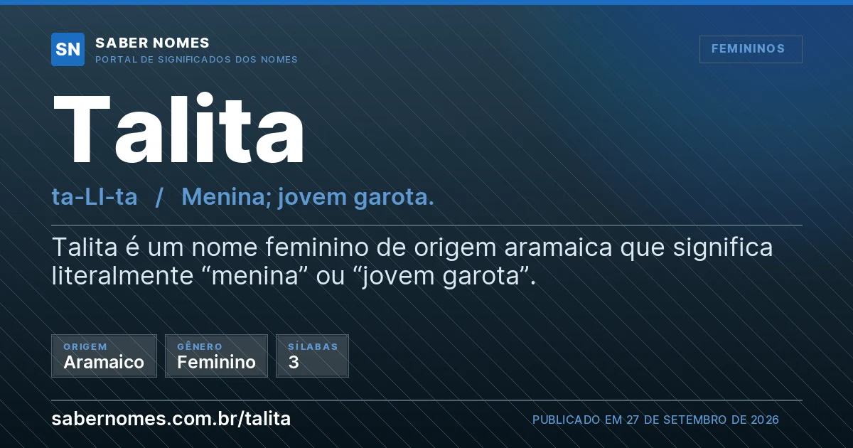 Imagem com o significado do nome Talita