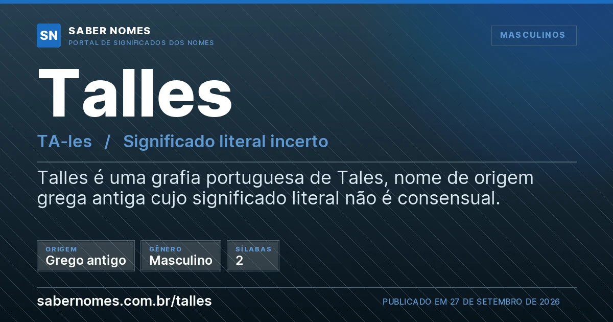 Imagem com o significado do nome Talles