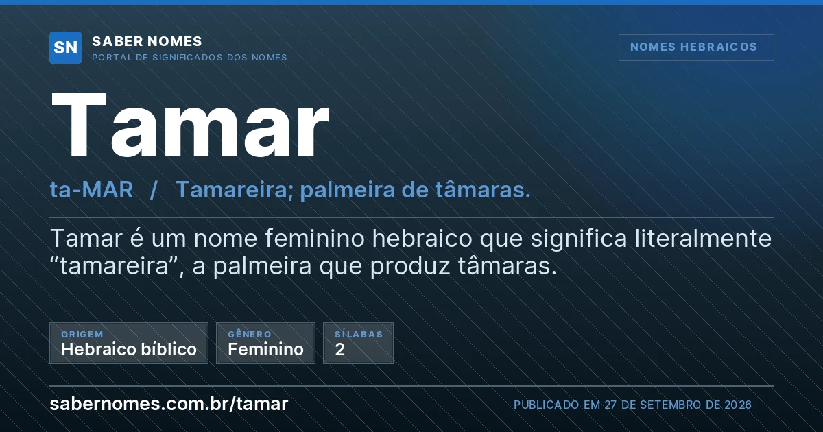 Imagem com o significado do nome Tamar