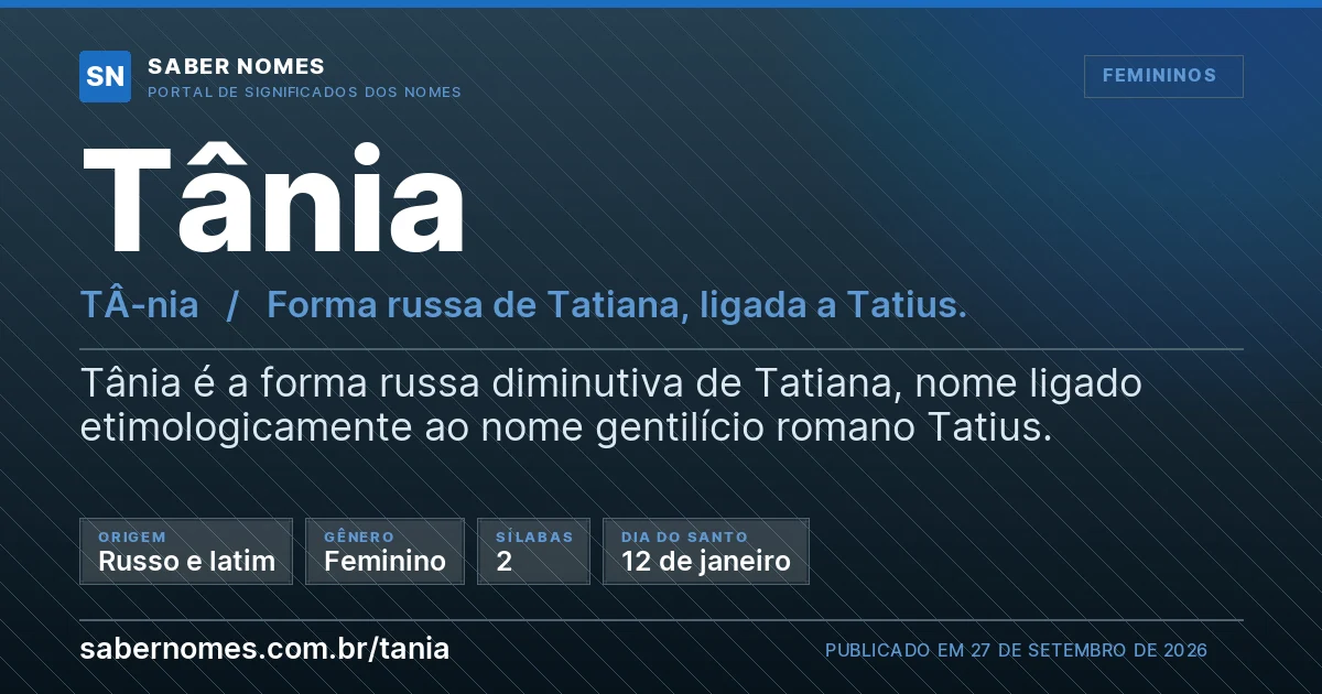 Imagem com o significado do nome Tânia