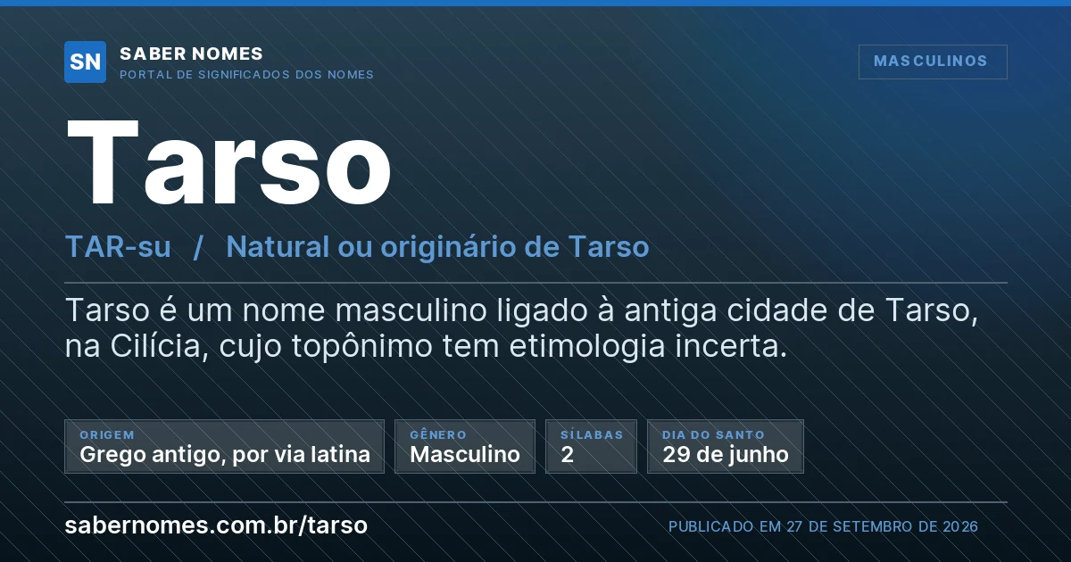 Imagem com o significado do nome Tarso