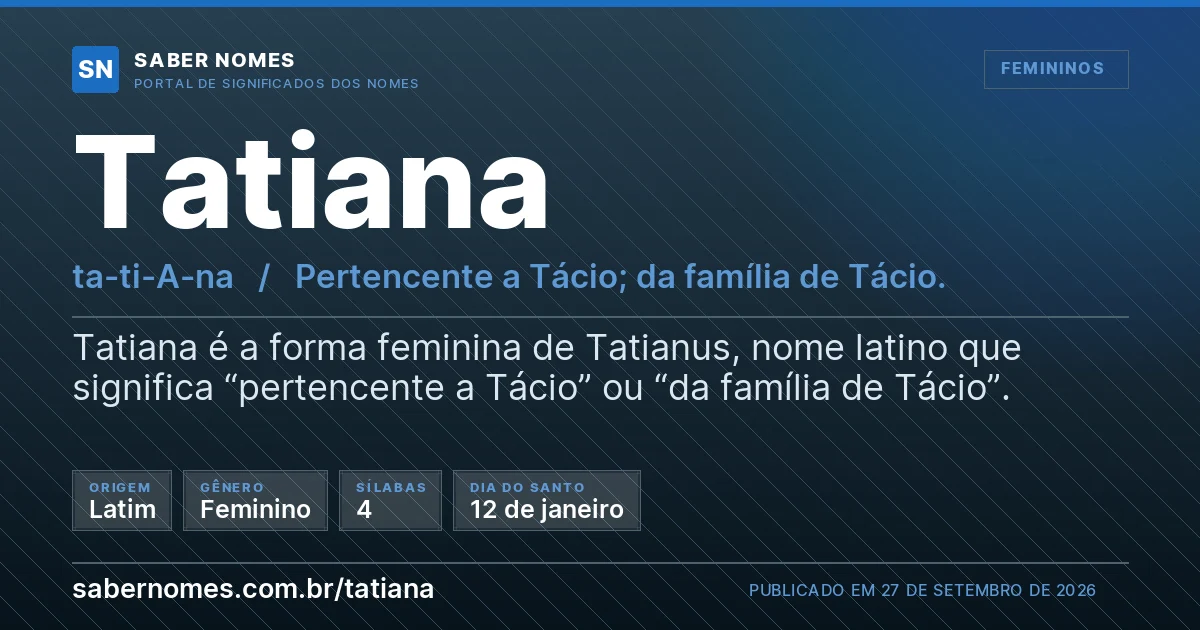 Imagem com o significado do nome Tatiana
