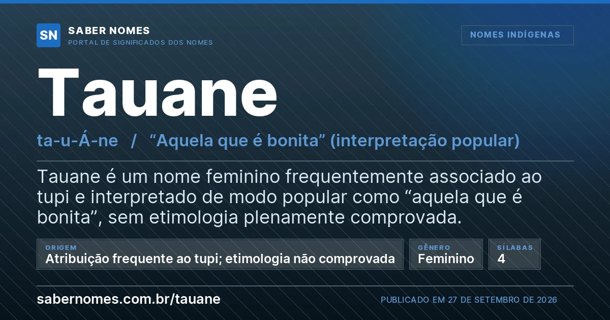 Imagem com o significado do nome Tauane