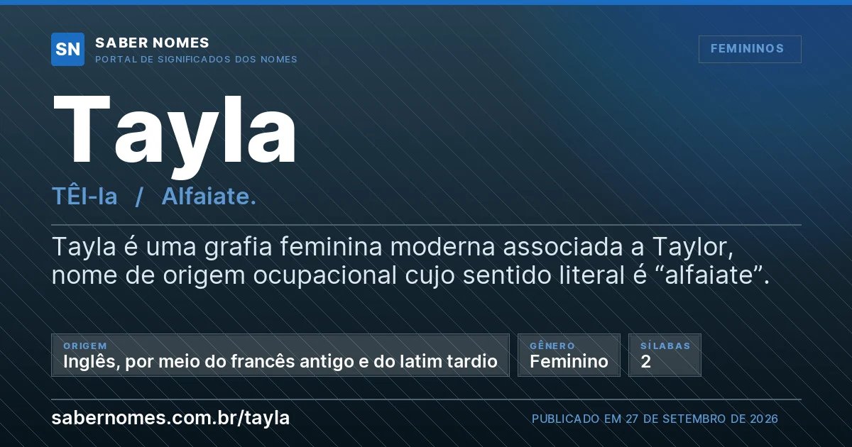 Imagem com o significado do nome Tayla