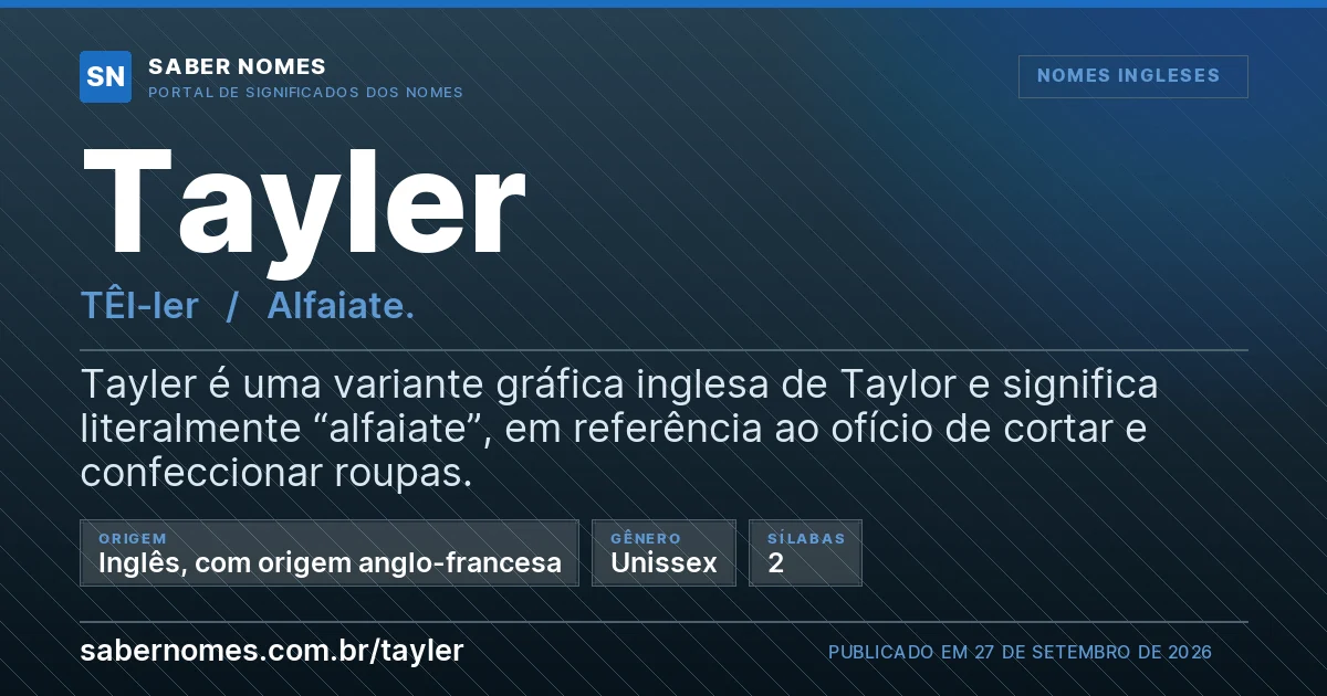 Imagem com o significado do nome Tayler
