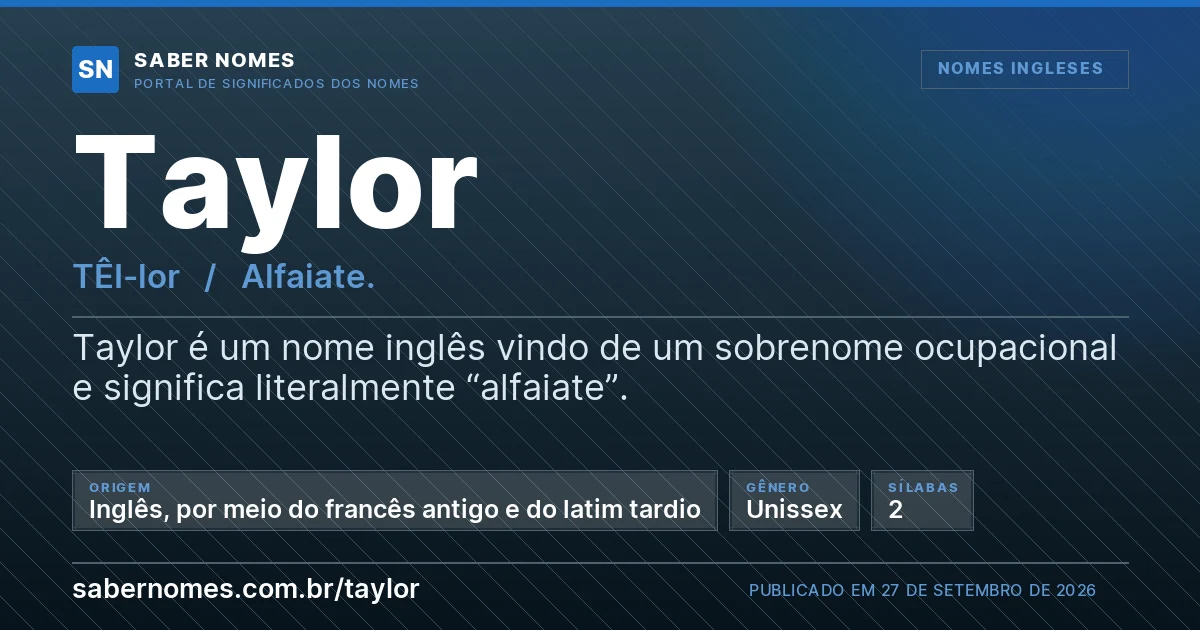 Imagem com o significado do nome Taylor