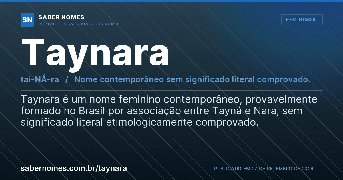 Imagem com o significado do nome Taynara