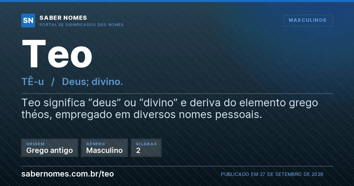 Imagem com o significado do nome Teo