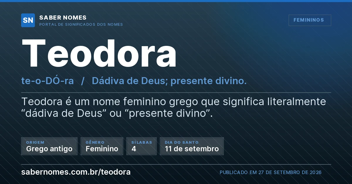 Imagem com o significado do nome Teodora