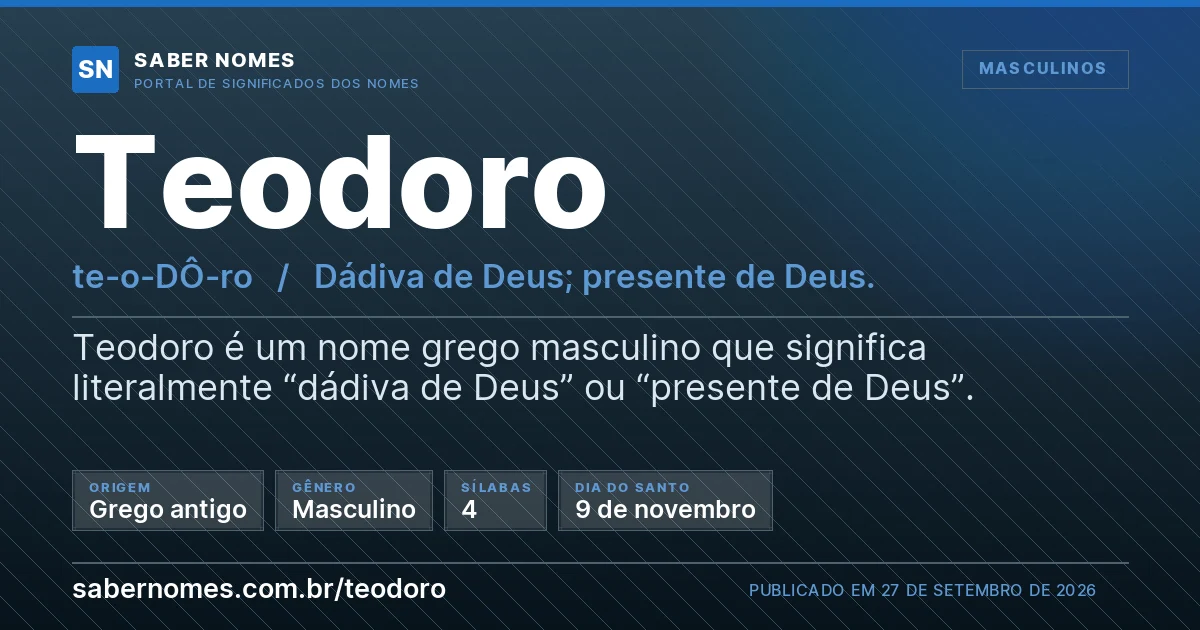 Imagem com o significado do nome Teodoro