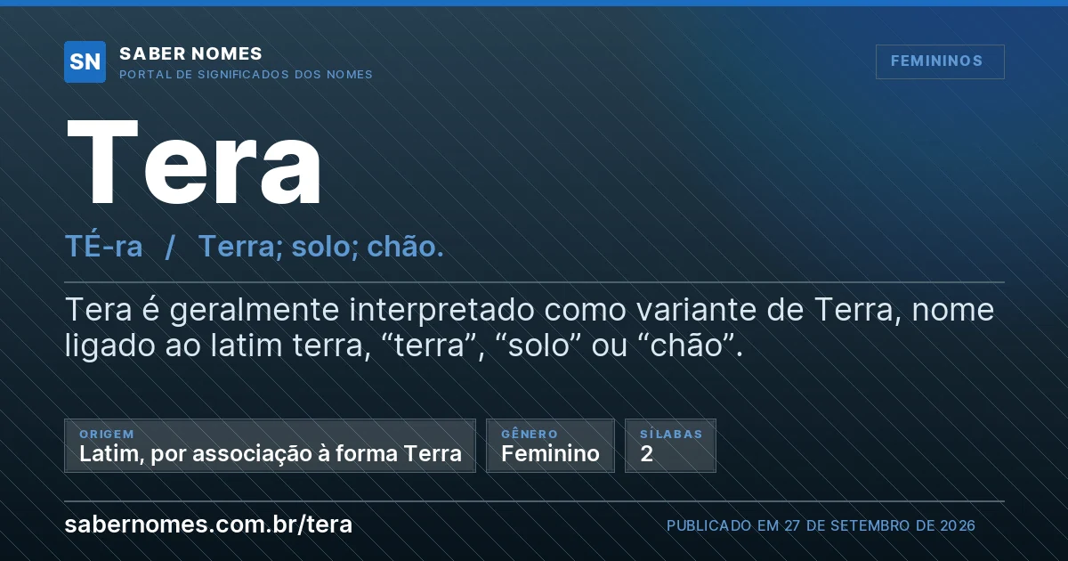 Imagem com o significado do nome Tera