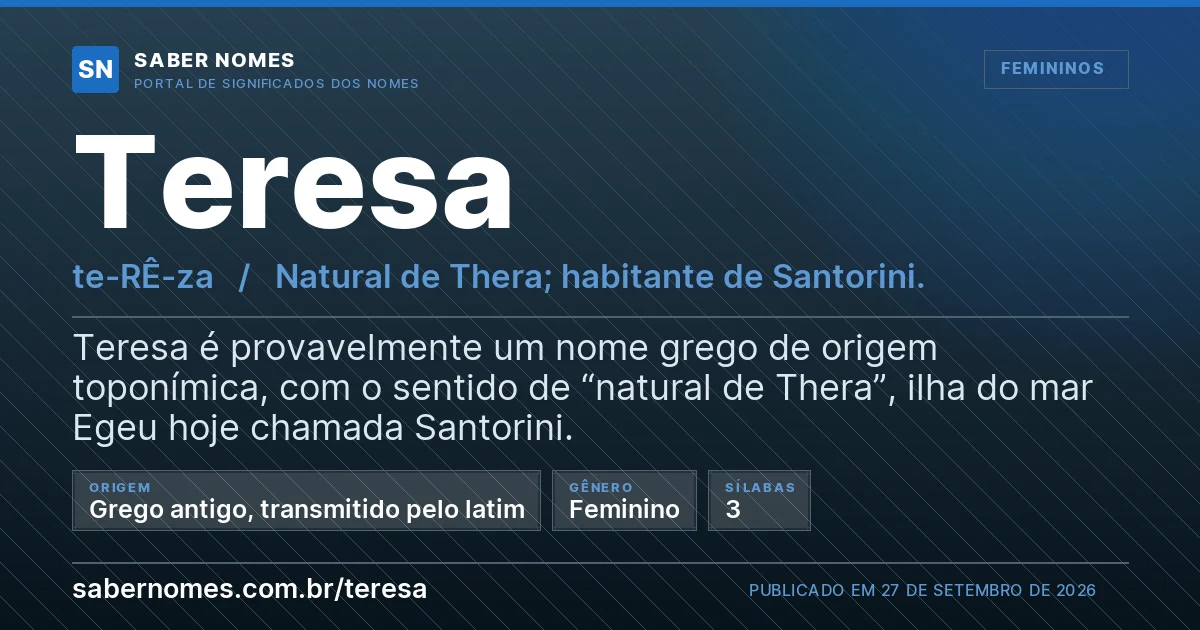 Imagem com o significado do nome Teresa