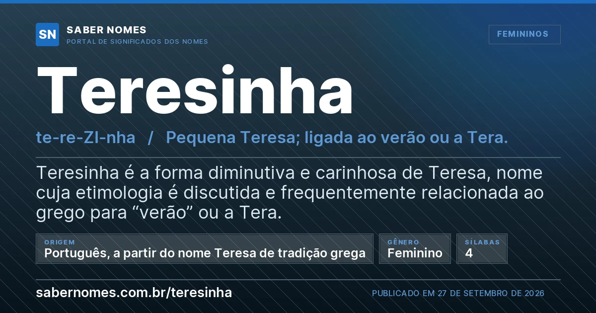 Imagem com o significado do nome Teresinha