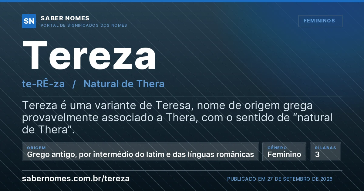 Imagem com o significado do nome Tereza