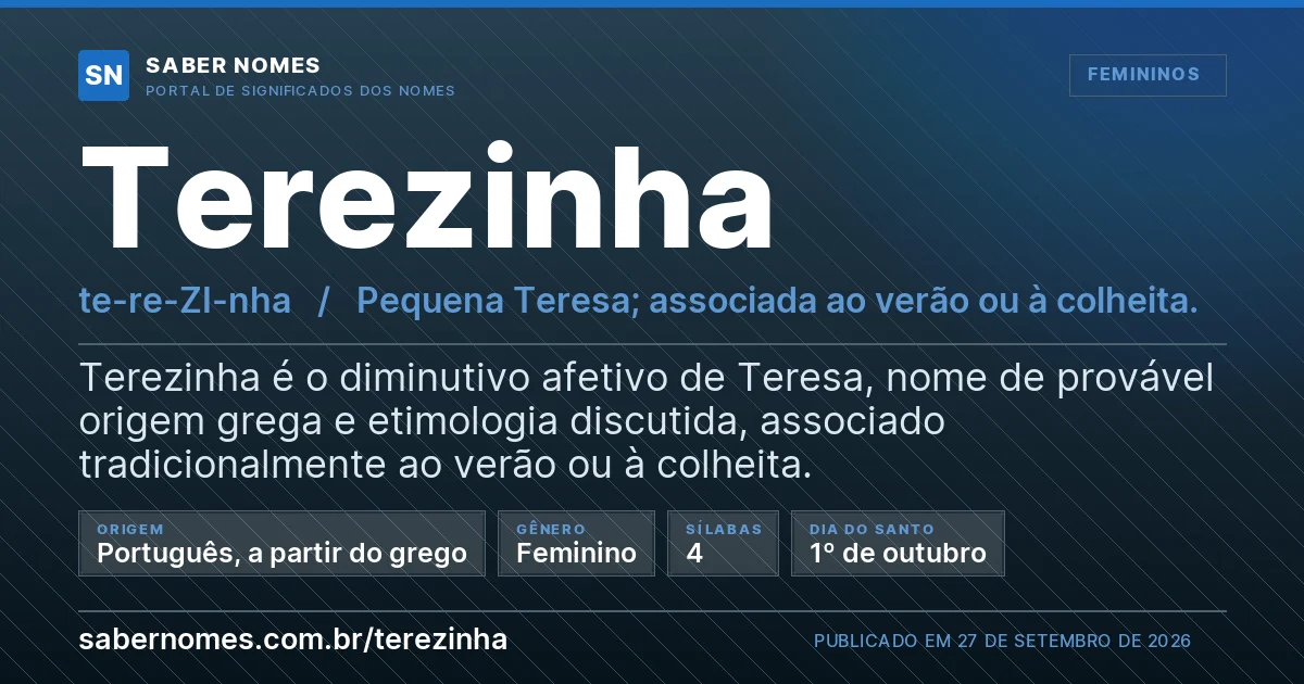 Imagem com o significado do nome Terezinha