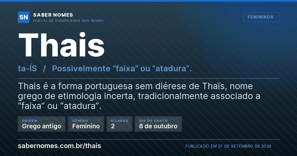 Imagem com o significado do nome Thais