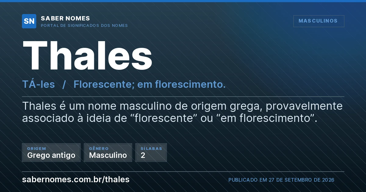 Imagem com o significado do nome Thales