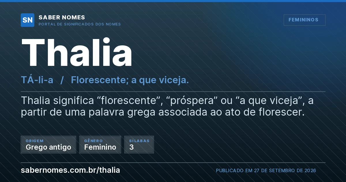 Imagem com o significado do nome Thalia