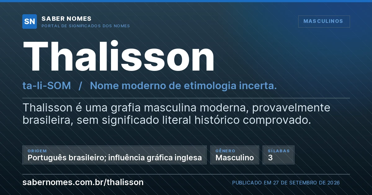 Imagem com o significado do nome Thalisson