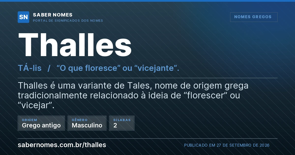 Imagem com o significado do nome Thalles