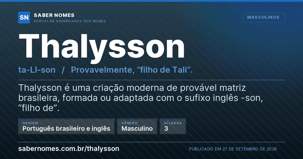 Imagem com o significado do nome Thalysson
