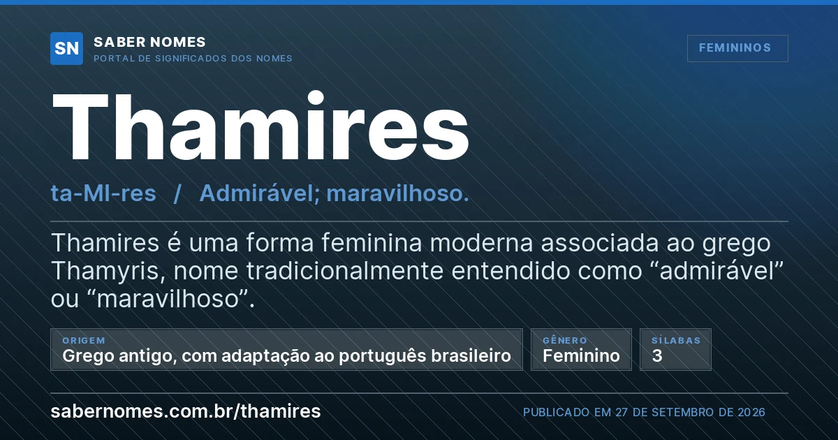 Imagem com o significado do nome Thamires