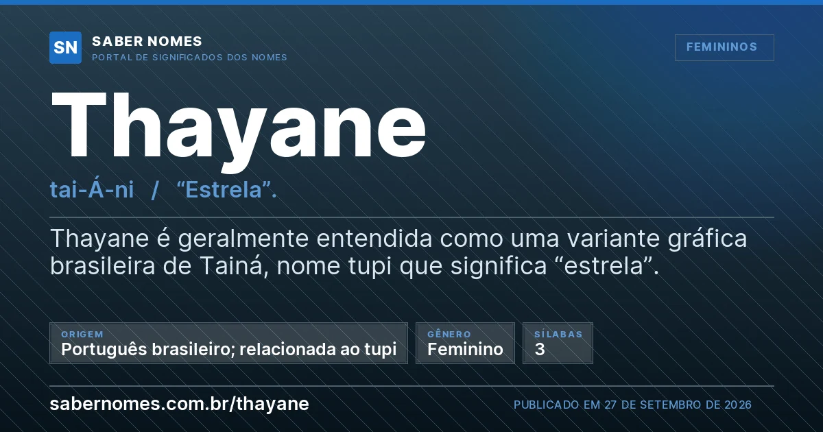 Imagem com o significado do nome Thayane