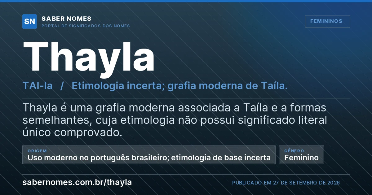 Imagem com o significado do nome Thayla