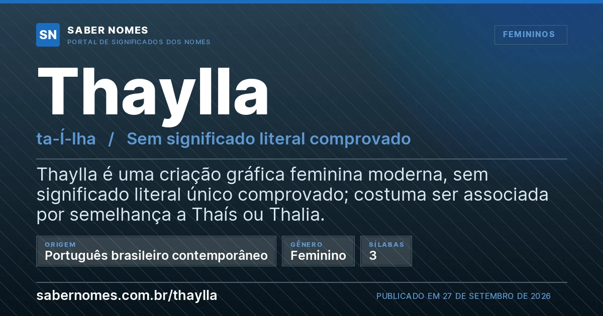 Imagem com o significado do nome Thaylla